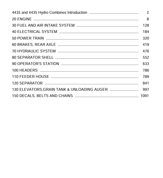 JOHN DEERE 4435 AND 4435 HYDRO COMBINE PARTS CATALOGUE MANUAL PC4227