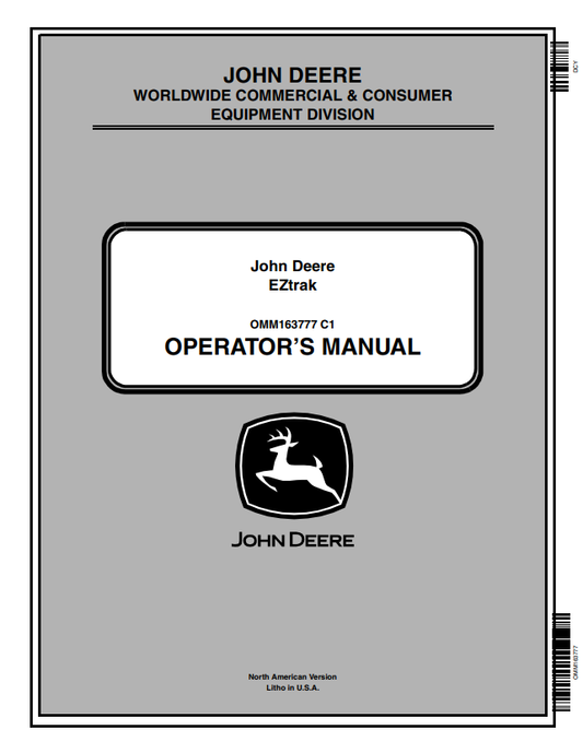 JOHN DEERE Z225, Z245, Z425, Z445, Z465, Z645, Z655 EZTRAK OPERATOR MANUAL OMM163777