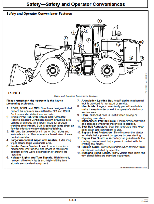 JOHN DEERE 624K-II 4WD LOADER OPERATOR MANUAL OMT387132X19