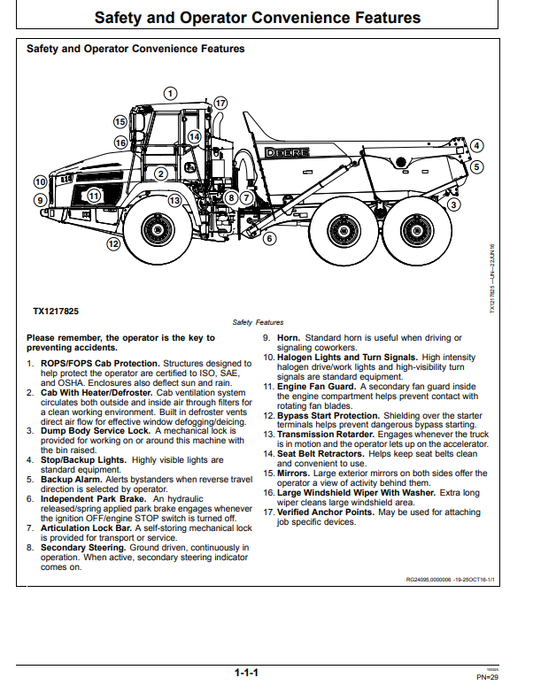 JOHN DEERE 260E AND 310E ARTICULATED DUMP TRUCK OPERATOR MANUAL OMT329817X19