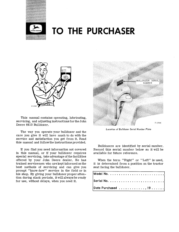 JOHN DEERE 6410 BULLDOZER OPERATOR MANUAL OMT25427