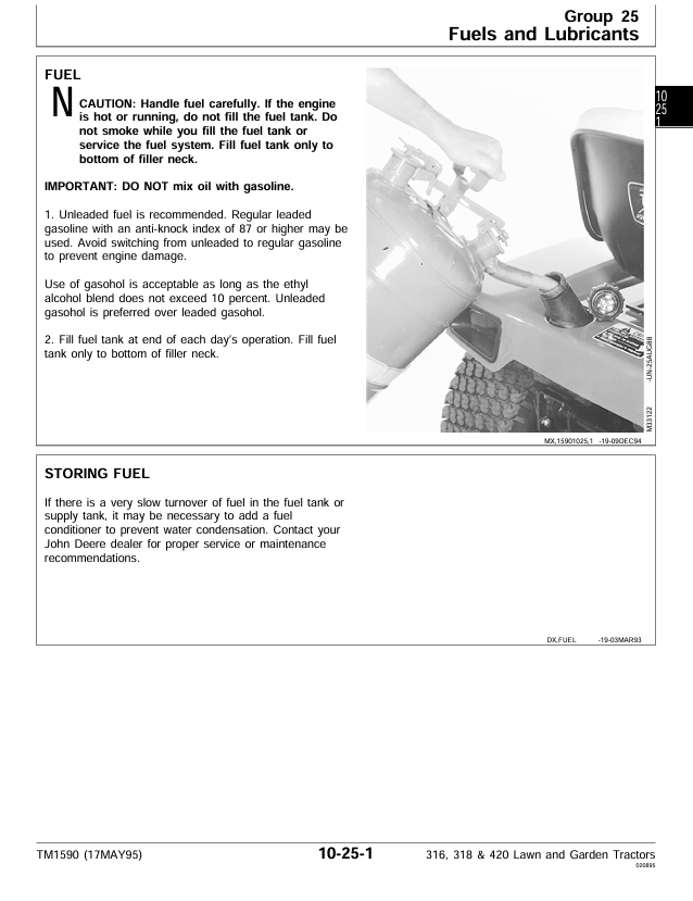 JOHN DEERE 316, 318 AND 420 LAWN AND GARDEN TRACTOR TECHNICAL MANUAL TM1590