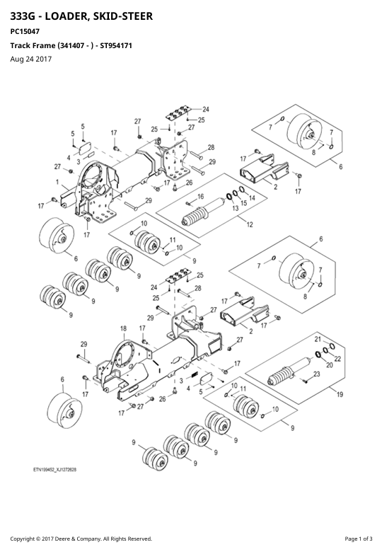 JOHN DEERE 333G SKID STEER LOADER PARTS CATALOGUE MANUAL PC15047