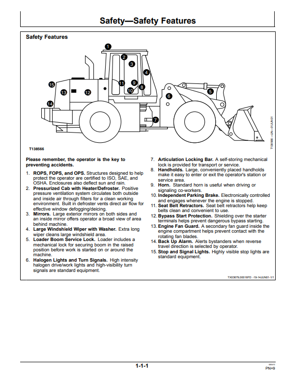 JOHN DEERE 444H LOADER AND TC44H TOOL CARRIER OPERATOR MANUAL OMT195358