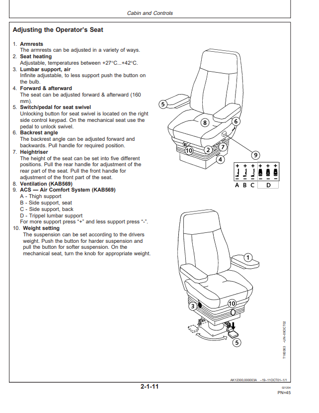 JOHN DEERE 1270D HARVESTER OPERATOR MANUAL OMF066327