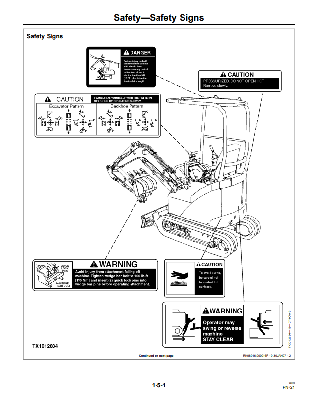 JOHN DEERE 17D EXCAVATOR OPERATOR MANUAL OMT228734