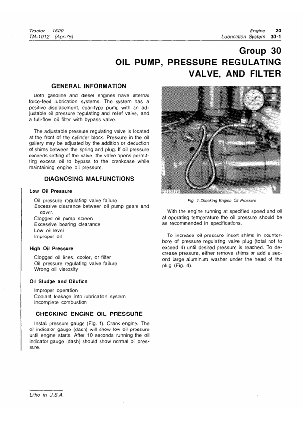 JOHN DEERE 1520 TRACTOR TECHNICAL MANUAL TM1012