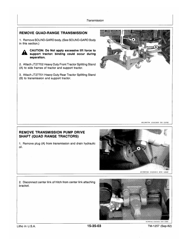 JOHN DEERE 4050, 4250 AND 4450 TRACTOR TECHNICAL MANUAL TM1353