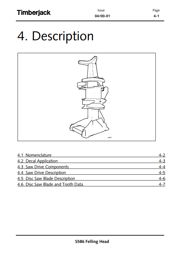 JOHN DEERE S586 STT DISC SAW FELLING HEAD OPERATOR MANUAL OMF295729