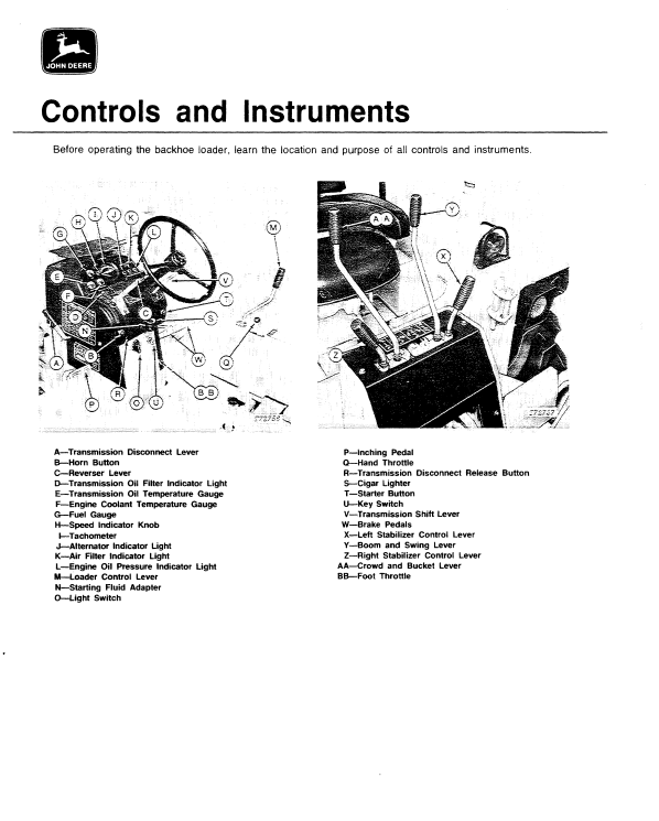 JOHN DEERE JD500-C BACKHOE LOADER OPERATOR MANUAL OMT67926
