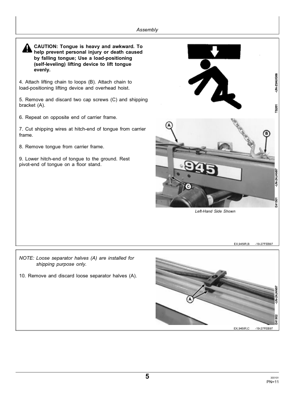 JOHN DEERE 945 CENTER PIVOT ROTARY IMPELLER MOWER CONDITIONER PRE DELIVERY INSTRUCTION MANUAL PDIE91032
