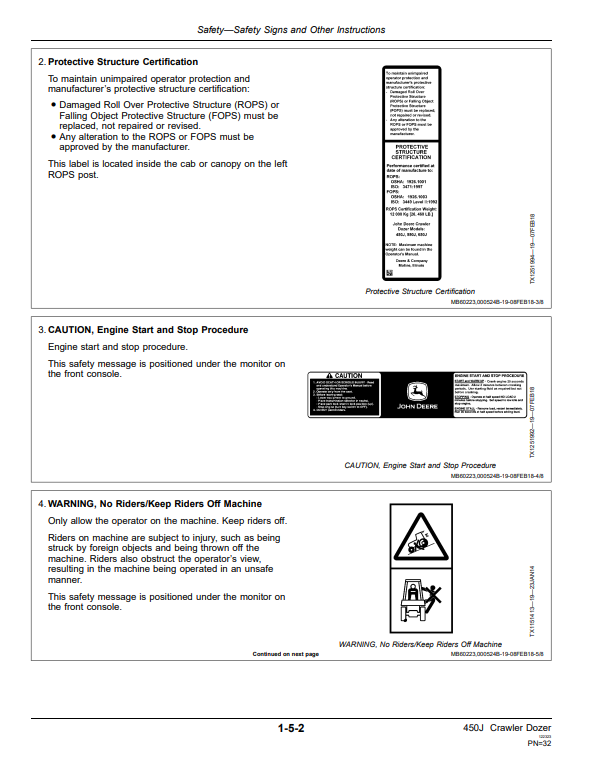 JOHN DEERE 450J CRAWLER DOZER OPERATOR MANUAL OMT302214