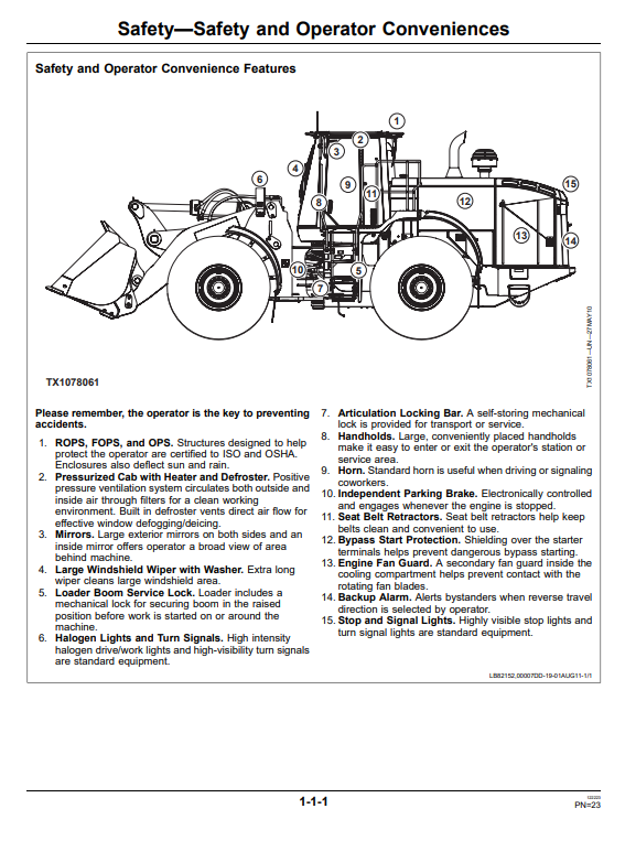 JOHN DEERE 824K 4WD LOADER OPERATOR MANUAL OMT260590