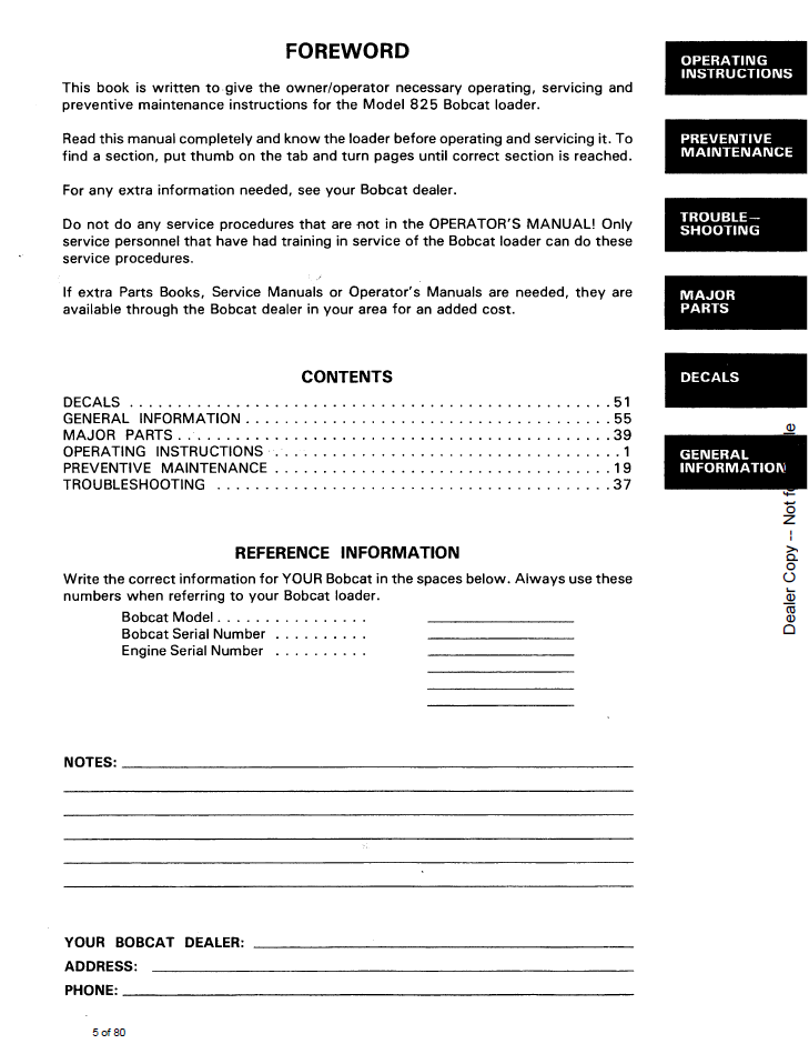 6549635 Bobcat 825 Loader Operating & Maintenance Guide PDF