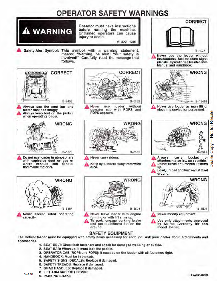 6549635 Bobcat 825 Loader Operator & Maintenance Manual PDF