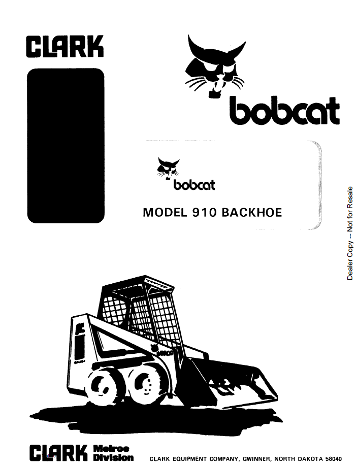 6549802 Bobcat 910 Backhoe Owner Manual PDF Download