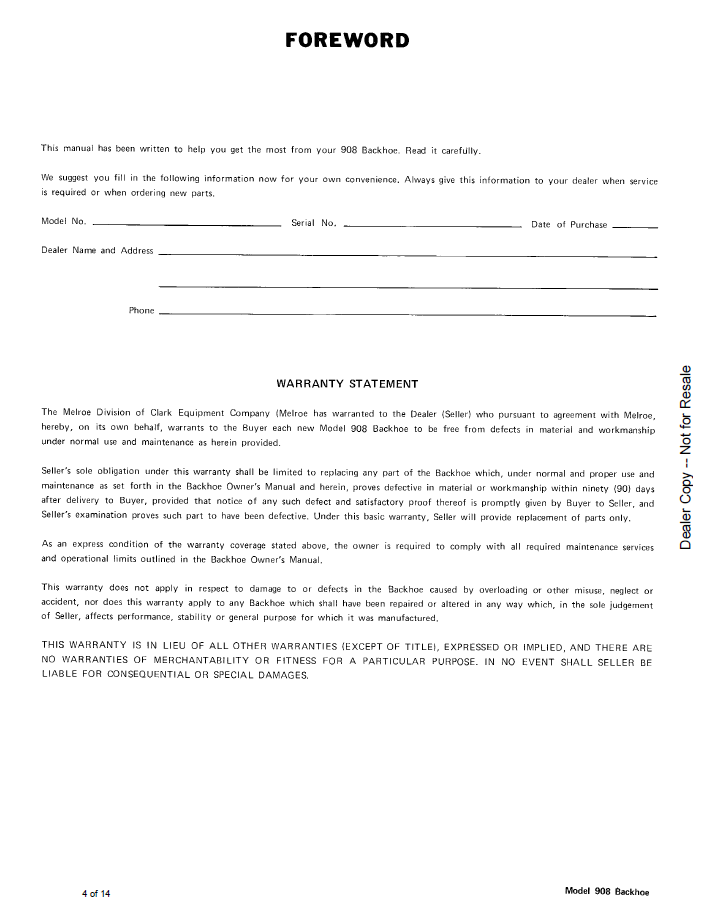 6549881 Bobcat 908 Backhoe Operation & Maintenance Manual PDF
