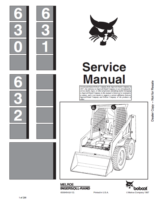 6556454 Bobcat 630 631 632 Loader Service Repair Manual PDF