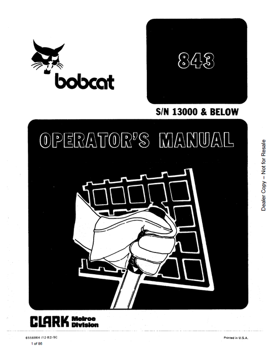 6556864 Bobcat 843 Loader Operator Manual PDF