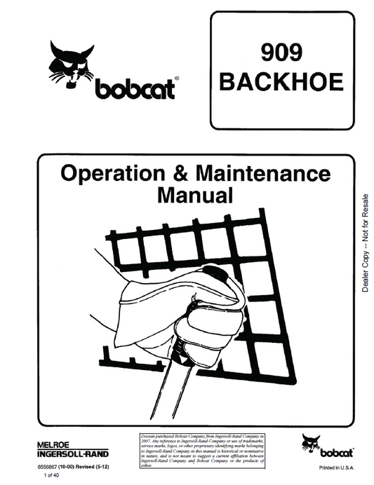 6556867 Bobcat 909 Backhoe Operation & Maintenance Manual PDF