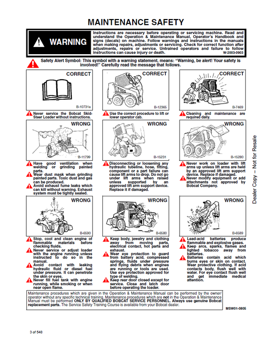 6566091 Bobcat 843 843B Loader Repair & Service Manual PDF