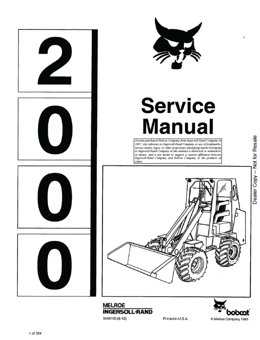 6566180 - Bobcat 2000 Service Repair Manual PDF