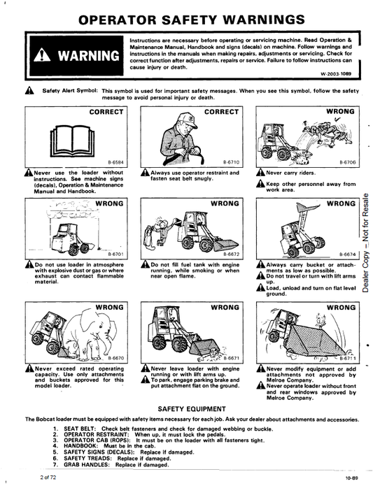 6566182 - Bobcat 2000 Loader Operation & Maintenance Guide