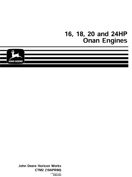 JOHN DEERE 16, 18, 20 AND 24HP ONAN ENGINE MANUAL CTM2