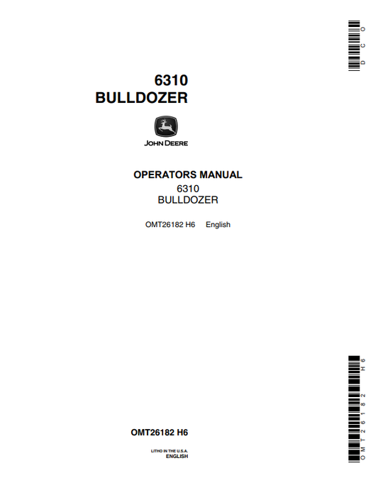 JOHN DEERE 6310 BULLDOZER OPERATOR MANUAL OMT26182