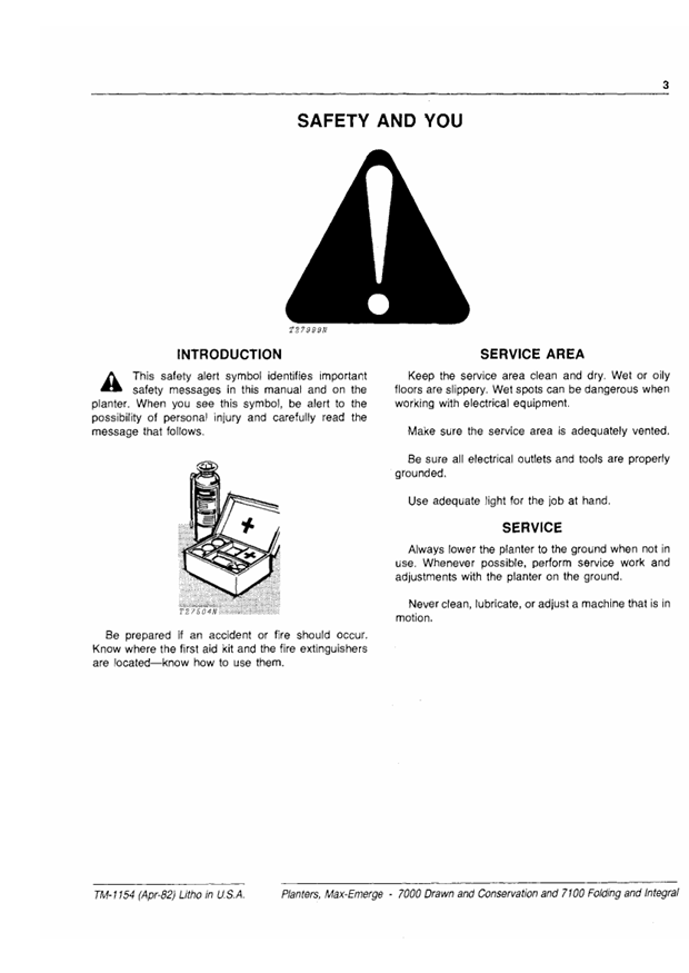 JOHN DEERE MAX-EMERGE 7000 AND 7100 PLANTER TECHNICAL MANUAL TM1154