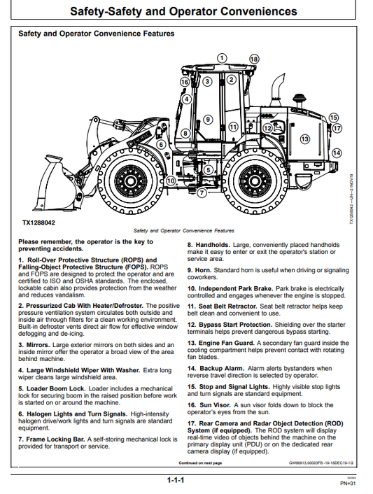 JOHN DEERE 444L 4WD LOADER OPERATOR MANUAL OMT426944X19