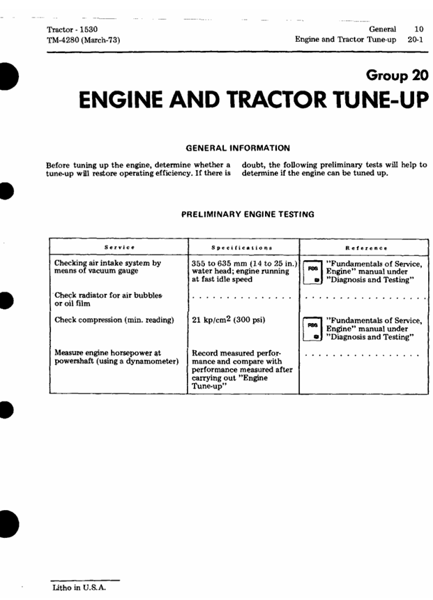 JOHN DEERE 1530 TRACTOR TECHNICAL MANUAL TM4280