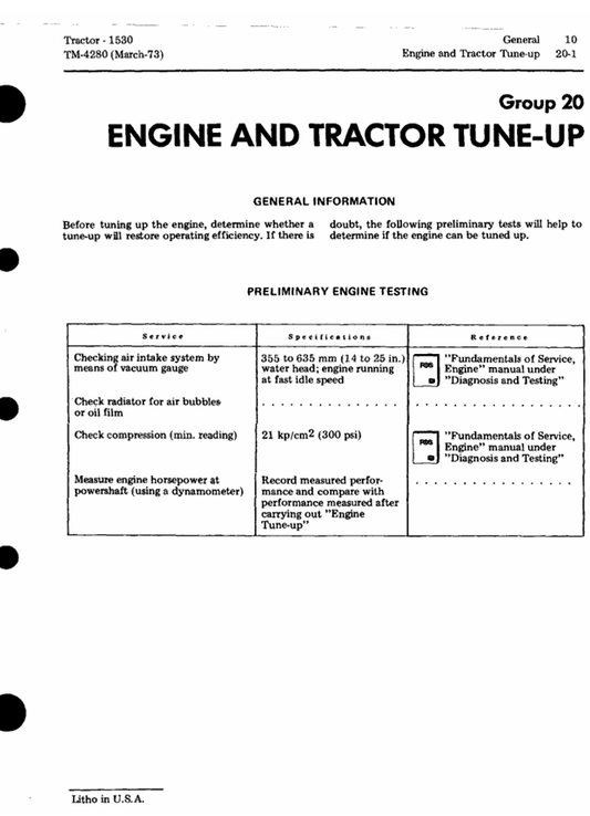 JOHN DEERE 1530 TRACTOR TECHNICAL MANUAL TM4280