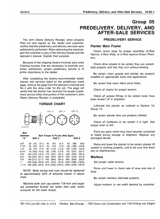 JOHN DEERE MAX-EMERGE 7000 AND 7100 PLANTER TECHNICAL MANUAL TM1154