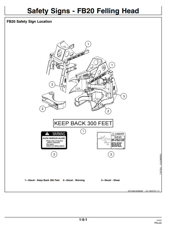 JOHN DEERE FB20 DRIVE TOTREE SHEAR FELLING HEAD OPERATOR MANUAL OMF381447