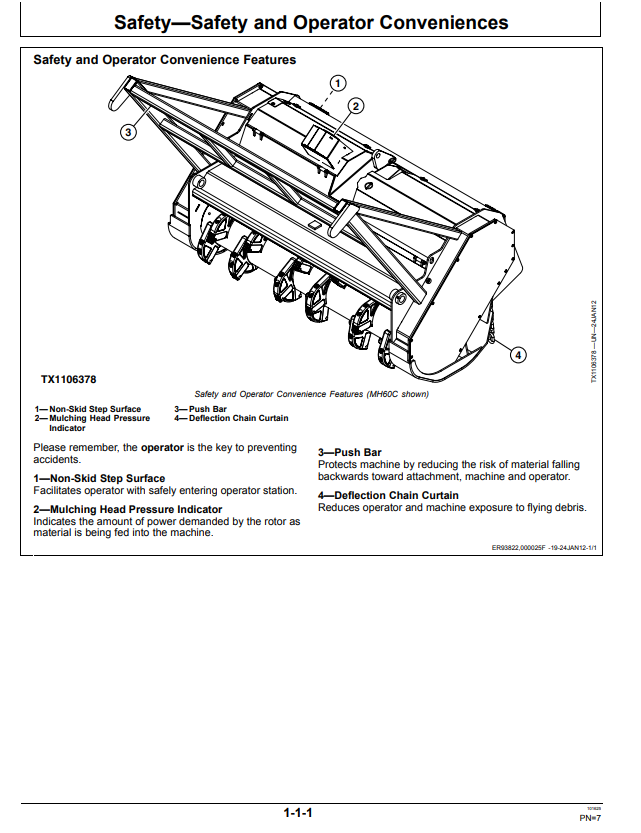 JOHN DEERE MH60 AND MH60C MULCHING HEAD OPERATOR MANUAL OMT250026