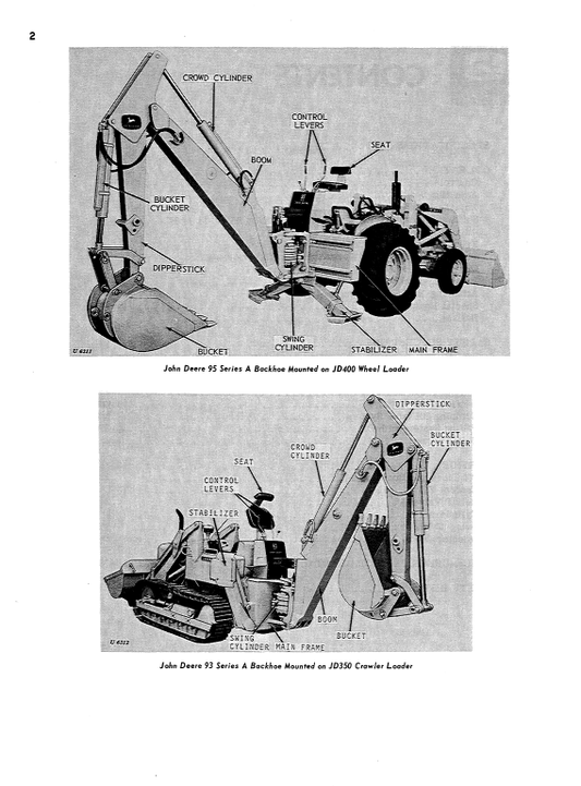 JOHN DEERE 93 SERIES A, 94 AND 95 SERIES A BACKHOE OPERATOR MANUAL OMU41396