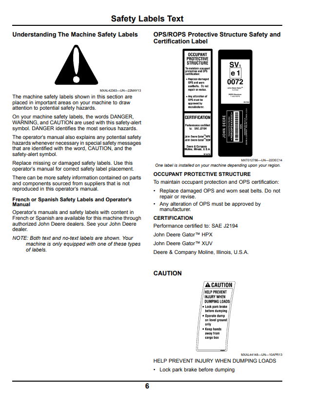 JOHN DEERE XUV 855D GATOR™ UTILITY VEHICLE OPERATOR MANUAL OMM175933