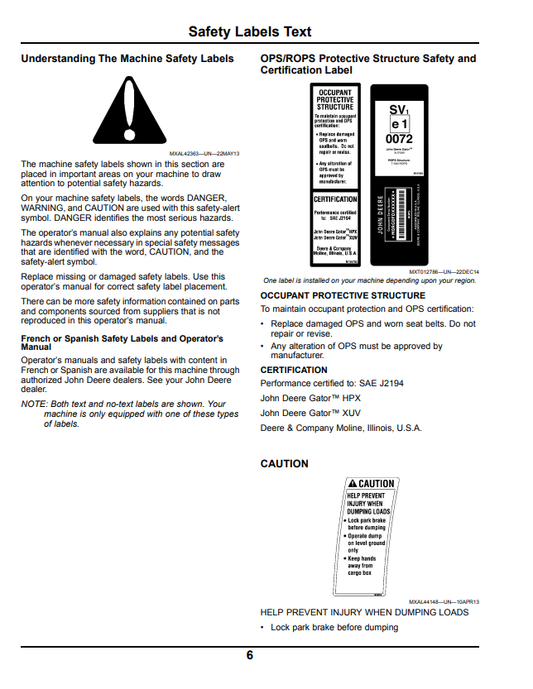 JOHN DEERE XUV 855D GATOR™ UTILITY VEHICLE OPERATOR MANUAL OMM175933
