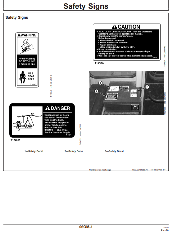 JOHN DEERE B35C/B40C ARTICULATED DUMP TRUCK OPERATOR MANUAL OMT167176