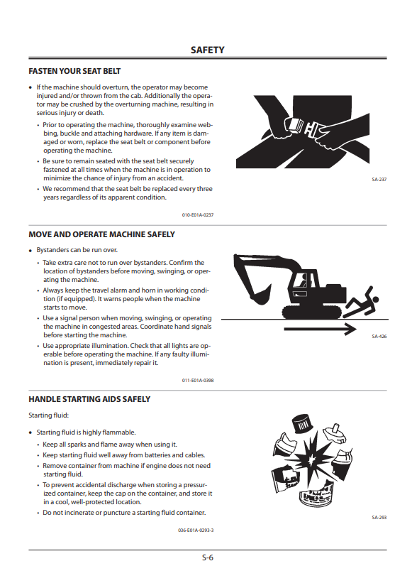HITACHI ZAXIS 120-3 CLASS, 180-3 CLASS, 200-3 CLASS, 270-3 CLASS, 330-3 CLASS HYDRAULIC EXCAVATOR OPERATOR MANUAL EM1U1EN32