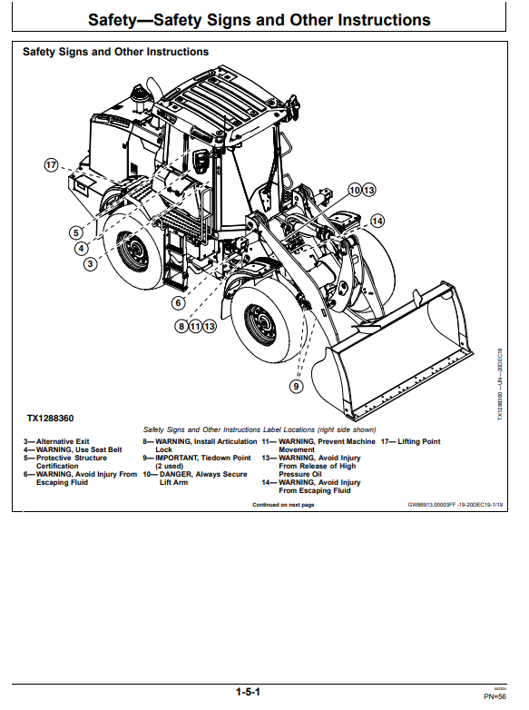 JOHN DEERE 444L 4WD LOADER OPERATOR MANUAL OMT426944X19