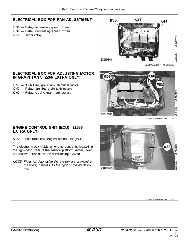 JOHN DEERE 2254, 2256, 2258, 2264, 2266 EXTRA COMBINE TECHNICAL MANUAL TM4616