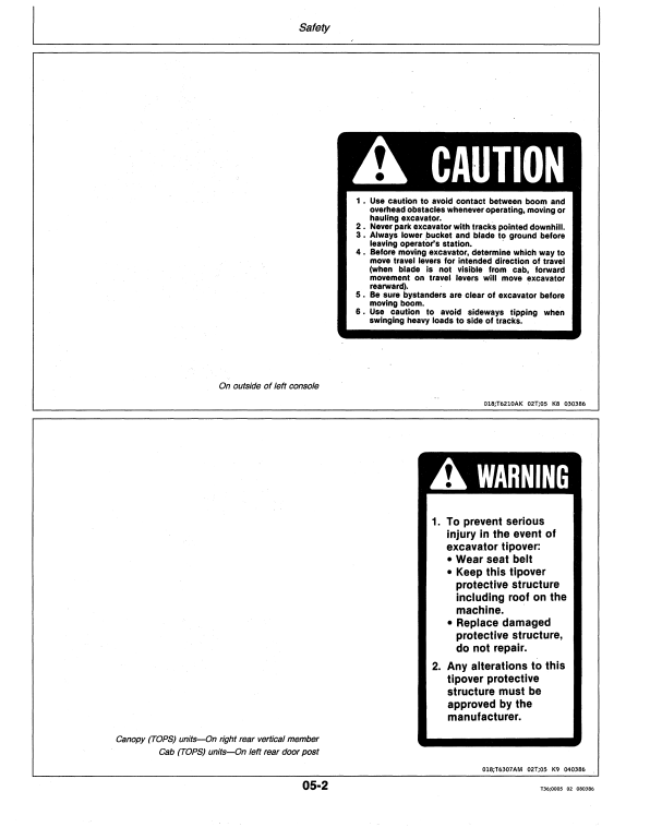 JOHN DEERE 50 EXCAVATOR OPERATOR MANUAL OMT107066