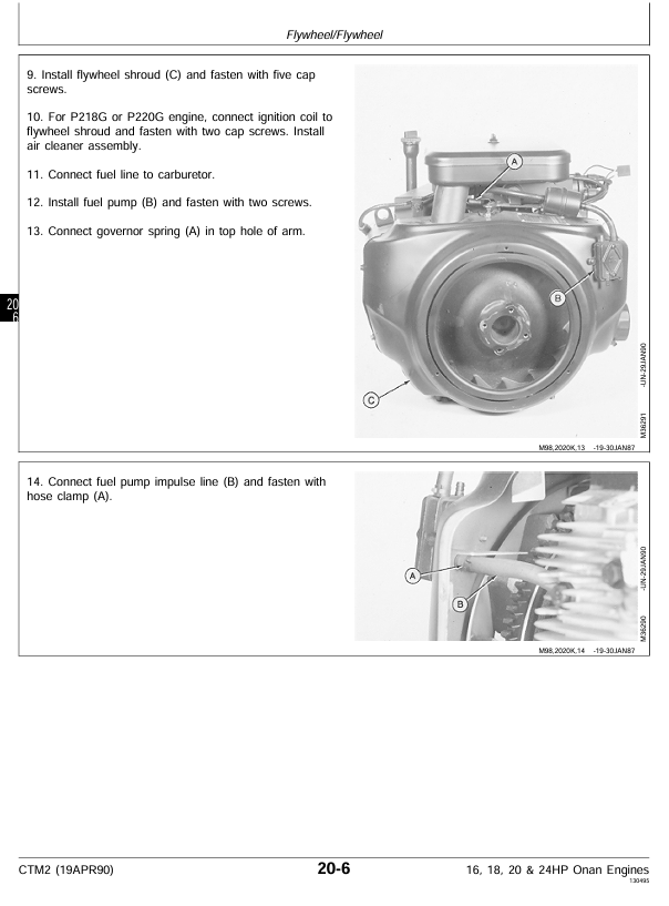 JOHN DEERE 16, 18, 20 AND 24HP ONAN ENGINE MANUAL CTM2