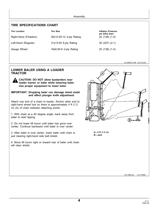 JOHN DEERE BALER 468 PDIE87182 H5 PRE DELIVERY INSTRUCTION MANUAL