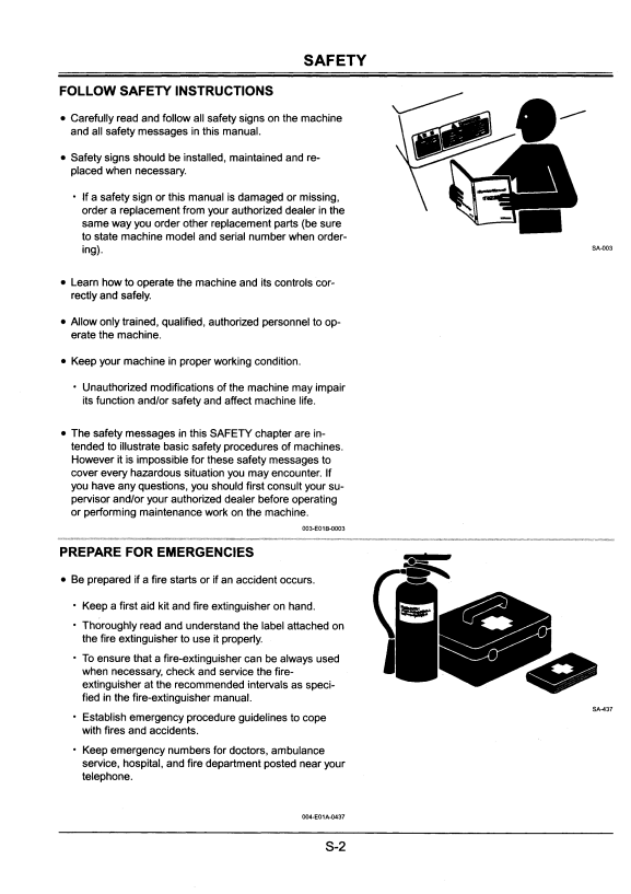HITACHI ZAXIS 20, 200LC, 210H, 210LCH EXCAVATOR OPERATOR MANUAL EM1G611