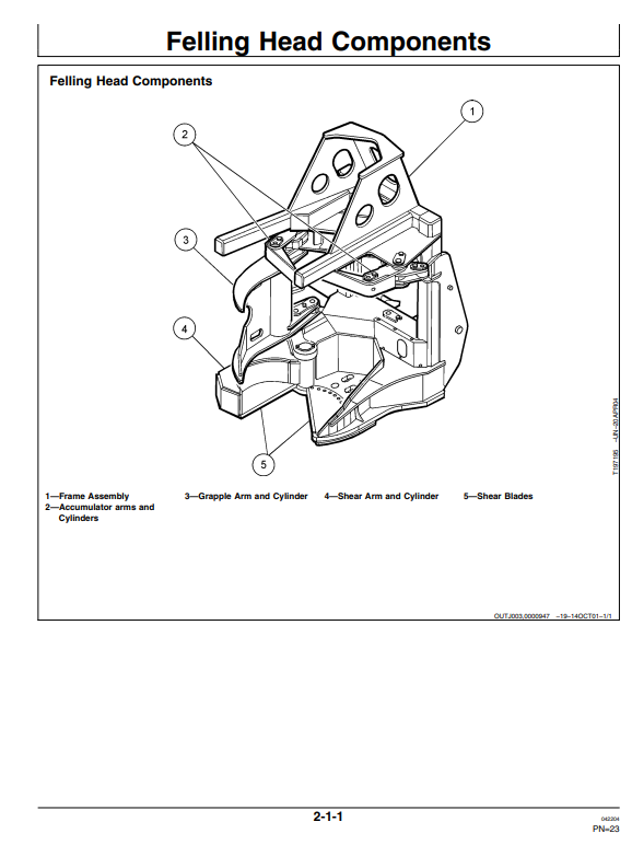 JOHN DEERE FB20 DRIVE TOTREE SHEAR FELLING HEAD OPERATOR MANUAL OMF381447