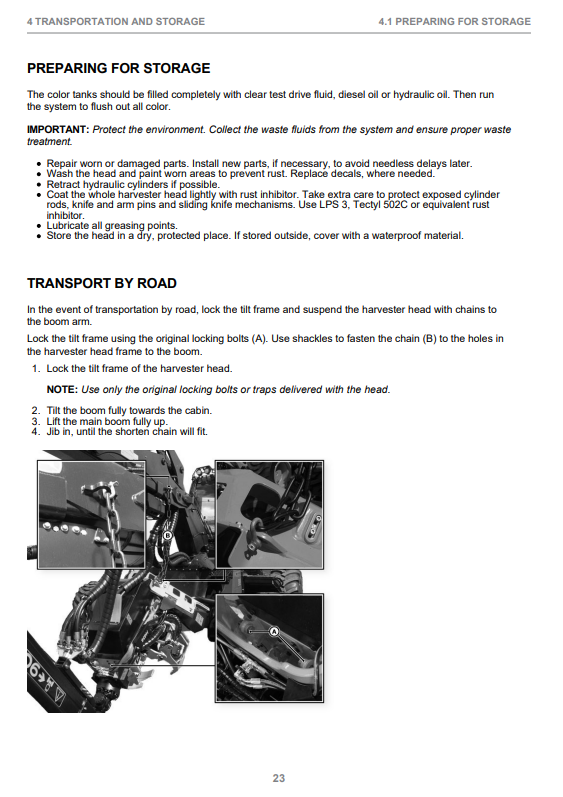 JOHN DEERE H412 HARVESTER HEAD OPERATOR INSTRUCTION MANUAL F075675