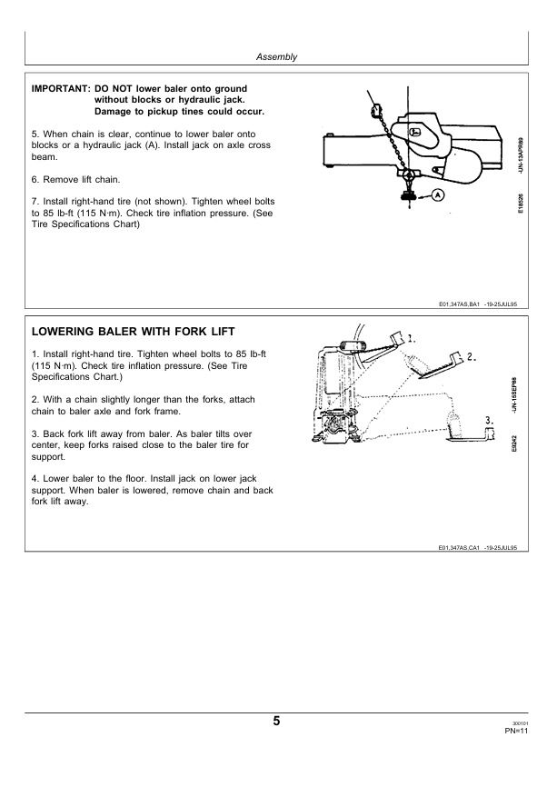 JOHN DEERE BALER 468 PDIE87182 H5 PRE DELIVERY INSTRUCTION MANUAL